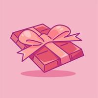 valentines day gift flat vector illustration. Cute gift valentine illustration. cute chocolate illustration.