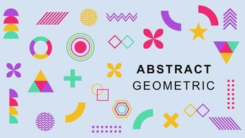 Abstract geometric shapes wallpaper. Retro element for web, Memphis design, advertising, vintage, banner, billboard, flyer and sale on white background. Vector illustration. EPS 10.