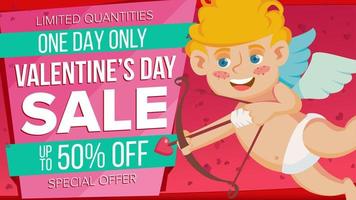 Valentine s Day Sale Banner Vector. Cute Amour. Template Design For February 14 Poster, Brochure, Card, Shop Discount Advertising. Advertising Design Illustration. vector