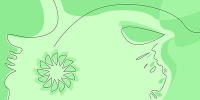 Cute abstract green background. By using soft colors, and lines as the main object vector