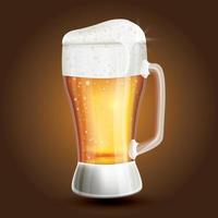 Glass of Beer on a Brown Gradient Background. vector