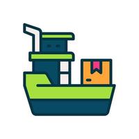 icono de barco de carga para su sitio web, móvil, presentación y diseño de logotipo. vector