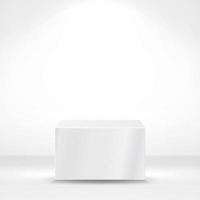 White Square Pedestal Or Platform. Empty Podium, Stand. Block Cube For Stage. Vector Illustration.