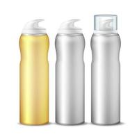 Realistic Spray Can Vector. Branding Design Aluminium Can Template Blank. Dispenser For Cream, Cosmetics. Gel Or Foam Dispenser Pump. Template For Mock Up. Isolated Illustration vector