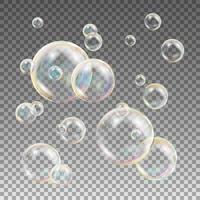 vector de burbujas de jabón multicolor. diseño de agua y espuma. burbujas de jabón de reflejo de arco iris. ilustración aislada