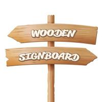 Wooden Signboards Vector. Old Geometric Sign Stand In Cartoon Style. vector
