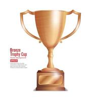 Bronze Trophy Cup. Winner Concept. Award Design. Isolated On White Background Vector Illustration
