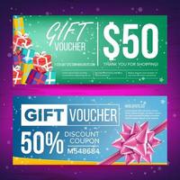 Gift Voucher Vector. Horizontal Coupon. Design Concept For Gift Coupon. Shopping Advertisement. Business Gift Illustration vector