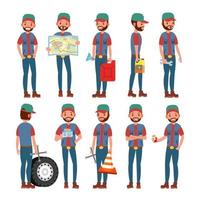 Truck Driver Vector. Professional Worker Man. Isolated Flat Cartoon Character Illustration vector