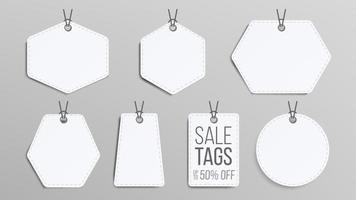 Sale Tags Blank Vector. White Empty Shopping Discounts Stickers. Template Discount Banners Set. Promotion Illustration vector