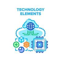 ilustración de color de concepto de vector de elementos de tecnología