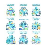 Computer Technology Set Icons Vector Illustrations