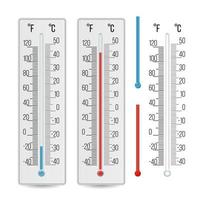 Thermometer Vector. Outdoor, Indoor Alcohol Thermometers Set. Isolated Illustration vector
