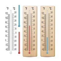 vector de termómetro meteorológico realista. rojo y azul. niveles diferentes. ilustración aislada