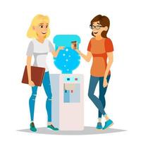 Water Cooler Gossip Vector. Modern Office Water Cooler. Laughing Friends, Office Colleagues Women Talking To Each Other. Communicating Female. Business Person. Women Discussion. Isolated Illustration vector