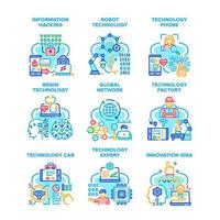 Technology Network Set Icons Vector Illustrations
