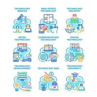 Technology Service Set Icons Vector Illustrations