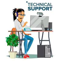 Technical Support Vector. Online Operator. Specialist Ready To Solve Problem. Flat Isolated Illustration vector