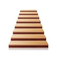 Wooden Staircase Vector. 3D Realistic Illustration. Front View. Isolated On White vector