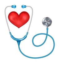 Stethoscope Isolated Vector. Medical Equipment. Red Heart. Health are Concept. Isolated On White Background Illustration vector