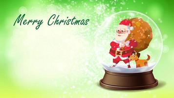 Christmas Card Vector. Snow Globe, Santa Claus, Gifts. Holidays Xmas Greeting Design Template. New Year Design Template Illustration vector