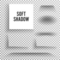 Transparent Soft Shadow Vector. Set Element With Soft Edges Isolated On Checkered Background. Smooth Under Round Square. Element For Product Design vector