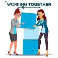 Working Together Concept Vector. Business Woman. Office Work. Environment. Business People. Isolated Cartoon Illustration vector