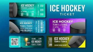 Stylish Design Ice Hockey Game Tickets Set Vector