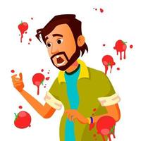 Businessman Having Tomatoes Fail Speech Vector. Unsuccessful Presentation. Bad Public Speech. Indian Man Having Tomatoes From Crowd. Isolated Illustration
