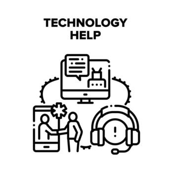 Technology Help Vector Black Illustration