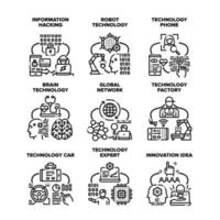 conjunto de iconos de red de tecnología ilustraciones vectoriales vector