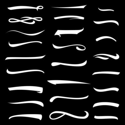 Stroke. Hand Drawn Highlighter. Stroke Set. Ink Handmade Elements For Your Design. Handwritten Letter. Vector Illustration Handwritten Marker.