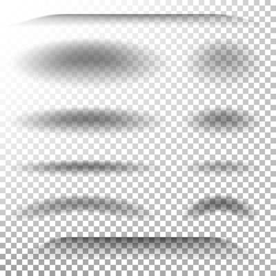 Transparent Soft Shadow Vector. Realistic Oval, Round Shadows Set. Tab Dividers Lower Shadow Shade Effect With Soft Smooth Edges. Web Design Element
