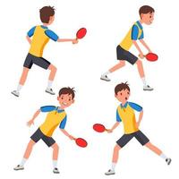 Table Tennis Male Player Vector. In Action. Twists The Ball. Ping Pong. Cartoon Character Illustration vector