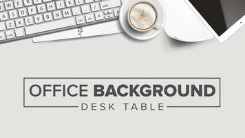 Business Workplace Background Vector. Laptop, Computer, Keyboard, Coffee Cup, Smartphone, Notebook. Corporate Creative Banner Design. Illustration vector