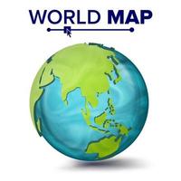 vector de mapa mundial. esfera del planeta 3d. Tierra con continentes. asia, australia, oceanía, áfrica. ilustración aislada