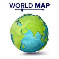 World Map Vector. 3d Planet Sphere. Earth With Continents. Eurasia, Australia, Africa. Isolated Illustration vector