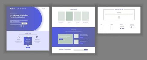 vector de diseño de página web. concepto de negocio del sitio web. diseño y desarrollo web. plantilla de aterrizaje. monitoreo mundial. artilugio virtual. comercialización moderna. ilustración
