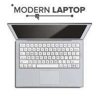 Laptop Vector. Realistic Modern Laptop. Top View. Isolated Illustration vector