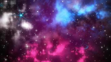 volante attraverso in profondità spazio stelle e nebulosa. spazio nebulosa sfondo. raggiante nebulosa stelle e galassia in movimento in, volante completo universo, colorato nebulosa nel spazio, animazione di colorato raggiante nebulosa video