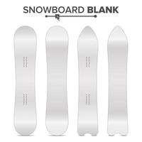 Snowboard Template Vector. Empty Clean White Snowboards Mock Up. Two Sides. Isolated Illustration. Ski Resort Activity vector