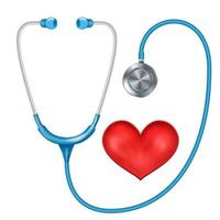 Realistic Stethoscope Isolated Vector. Medical Equipment. Red Heart. Illustration vector