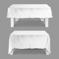 mesa con mantel conjunto vector. mesas rectangulares vacías con mantel blanco. aislado en ilustración gris vector