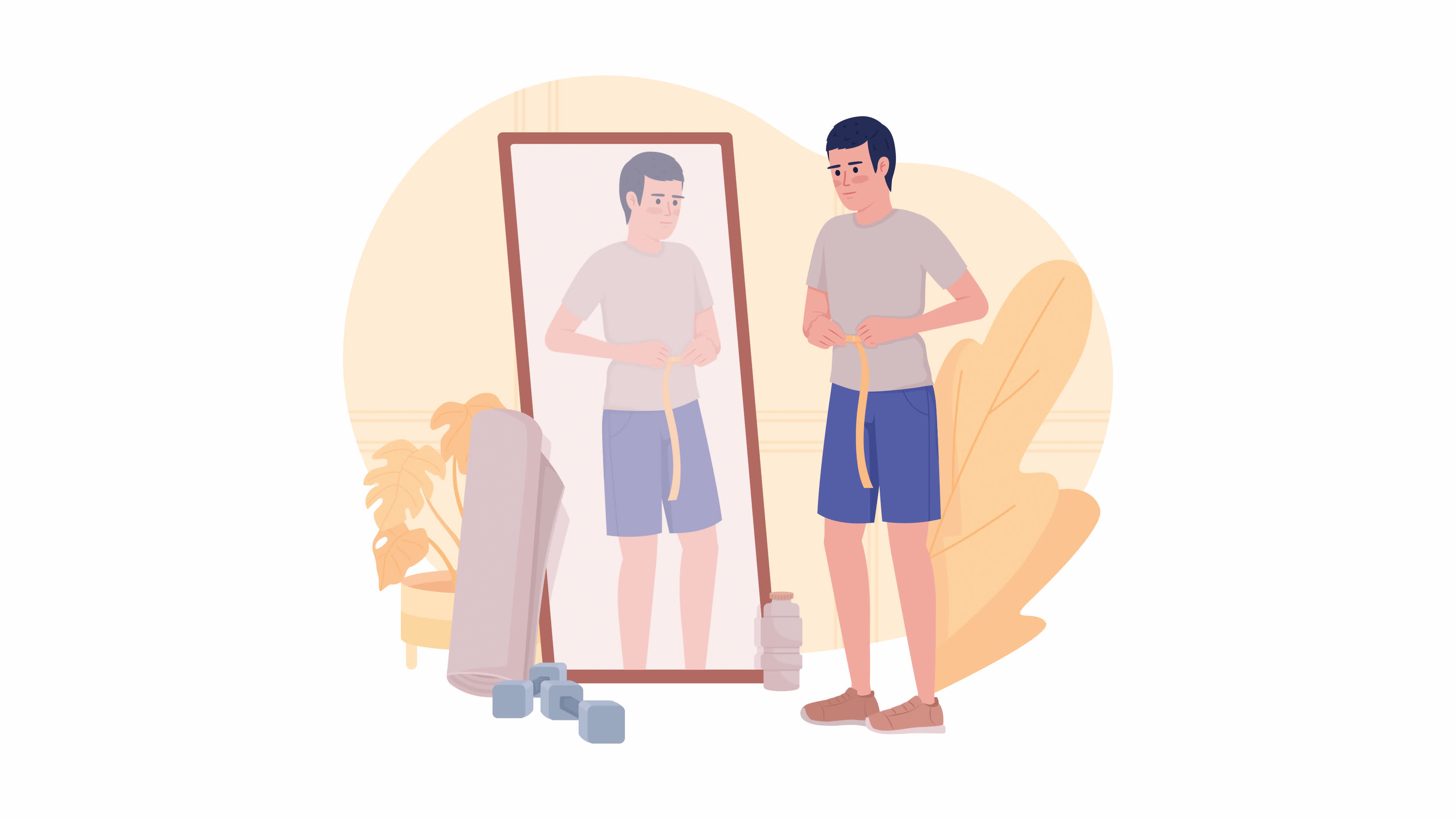 Animated weight loss program. Diet and training. Looped flat 2D