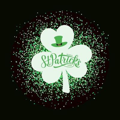 St. Patrick's Day Poster Template With Glitter Clover And Place