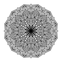 Mandala floral coloring page interior, hand drawn outlined mandala line art doodle for coloring page vector