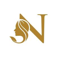 Initial N face beauty logo design templates vector