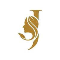 Initial J face beauty logo design templates vector