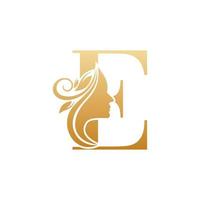 Initial E face beauty logo design templates vector