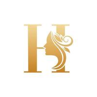 plantillas de diseño de logotipo de belleza de cara h inicial vector